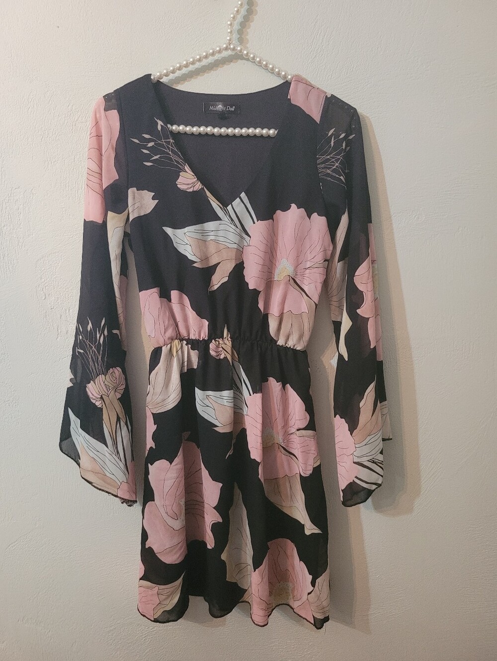 Midnight Doll Y2K Wide Sleeve Unique Flower Mini Dress Size Small Like New!!